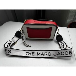 Marc Jacobs The Snapshot Crossbody Bag White Red Black Saffiano Leather Gold HW